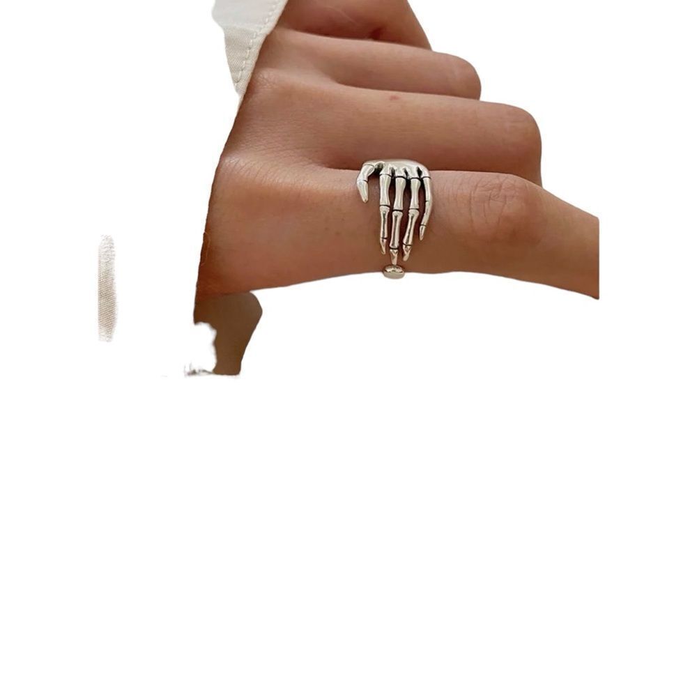 RETRO PUNK SKELETON HAND ADJUSTABLE RING